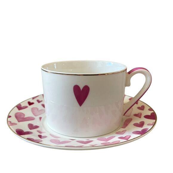 Grace Teaware Teacup & Saucer Pink & Purple Hearts Valentine's Day New - Picture 9 of 16